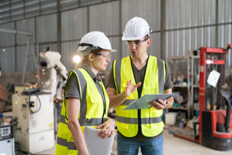 Business industry technology, people and technology. Engineer working maintanence in factory warehouse - mining