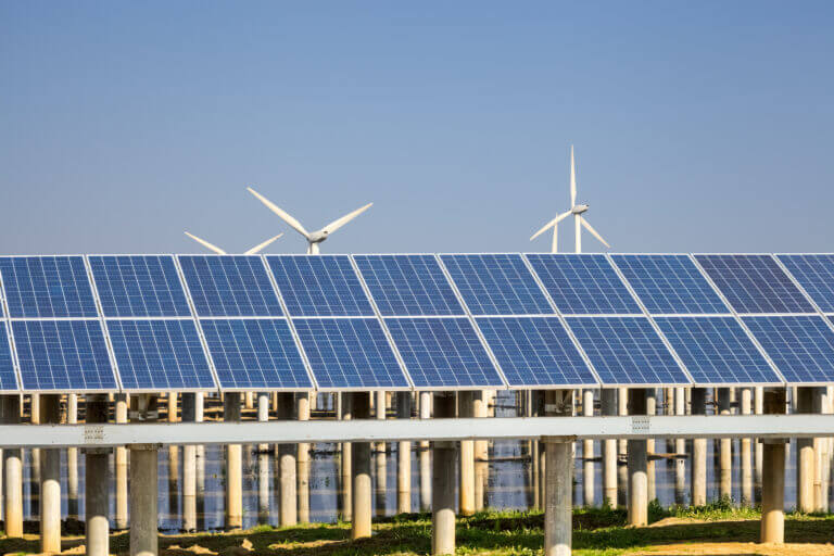 green energy against a blue sky